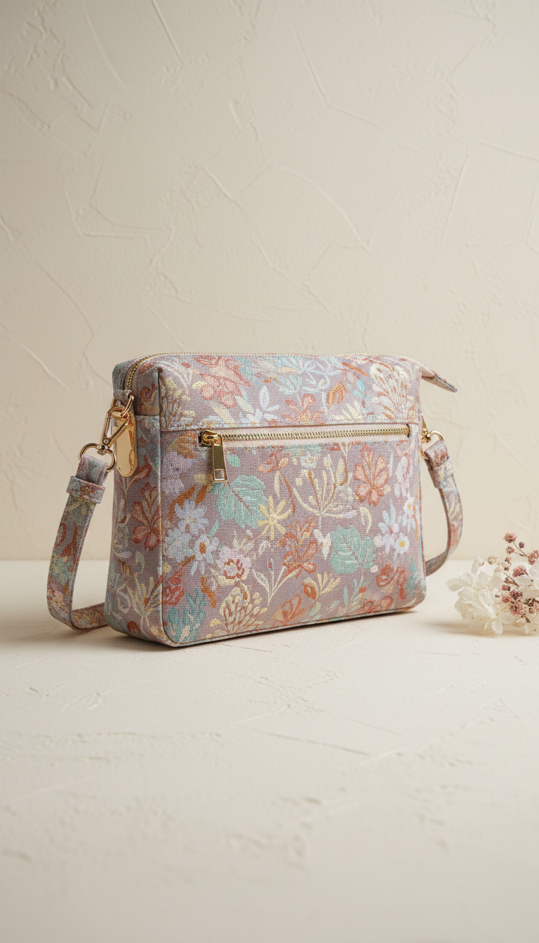 Botanical Blue Pastel Weave Crossbody
