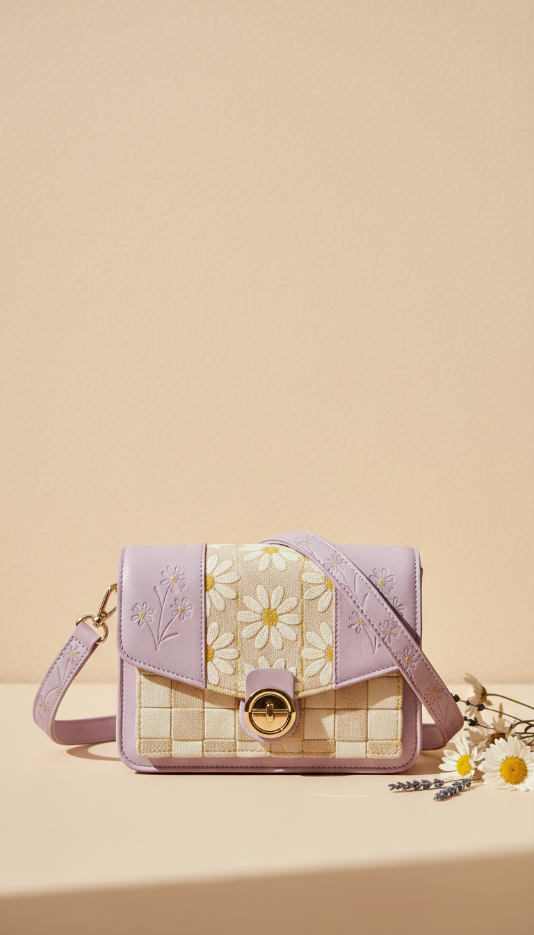 Daisy Lavender Embossed Crossbody Bag